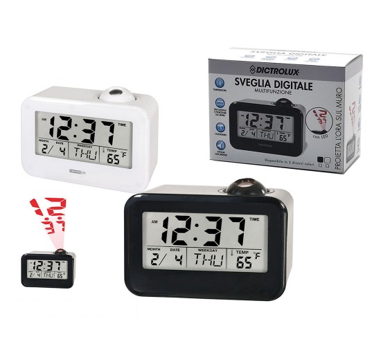 Ρολόι Ψηφιακό LED Προβολέα Μαύρο/Λευκό Πλαστικό 8x10x15cm Σε 2 Χρώματα