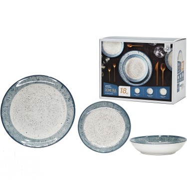 Σετ Πιάτων Demetra Γαλάζιο Πορσελάνη 26.7x20.3x19.1cm 18Τμχ