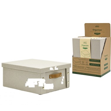 Κουτί Αποθήκευσης Μπεζ Πολυεστέρας 31x26x14cm