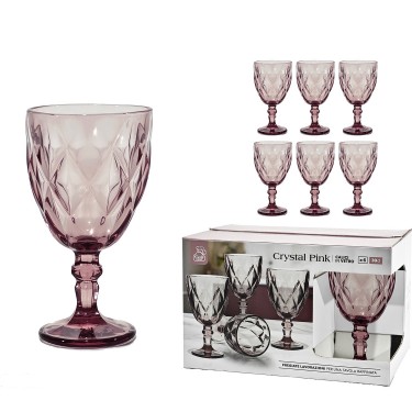Σετ Κρυστάλλινα Ποτήρια Ροζ/Γυαλί 26cl 6Τμχ