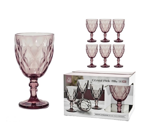 Σετ Κρυστάλλινα Ποτήρια Ροζ/Γυαλί 26cl 6Τμχ