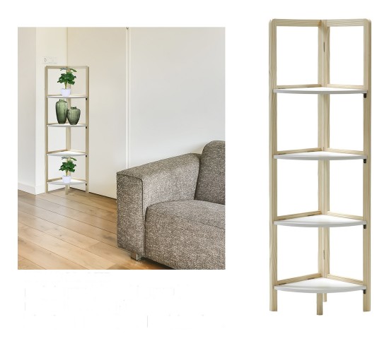 Γωνιακή Ραφιέρα Λευκό Ξύλο 27x27x108.5cm 4 Ράφια Γωνιακή Ραφιέρα Λευκό Ξύλο 27x27x108.5cm 4 Ράφια