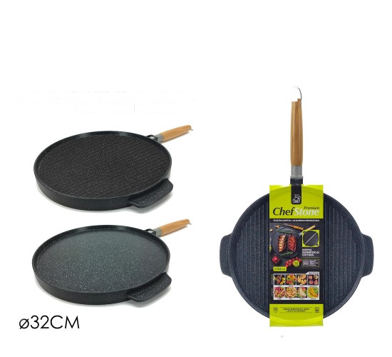 Τηγάνι Chef Stone Αντικολλητικό Μαύρο Αλουμίνιο 32CM