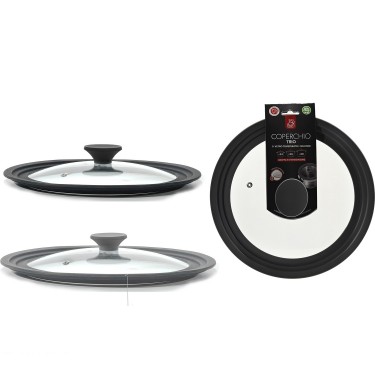 Καπάκι Διάφανο/Μαύρο Γυαλί/Σιλικόνη 24/26/28cm 2Τμχ