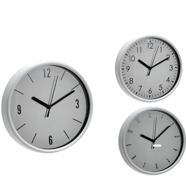 Ρολόι Τοίχου Λευκό Πλαστικό Φ20CM Σε 3 Σχέδια