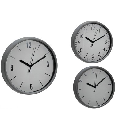 Ρολόι Τοίχου Γκρι/Πλαστικό Φ20cm Σε 3 Σχέδια