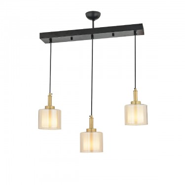 Φωτιστικό Κρεμαστό ArteLibre ARMO Τρίφωτο Αντικέ/Μελί Μέταλλο/Γυαλί 50x70cm