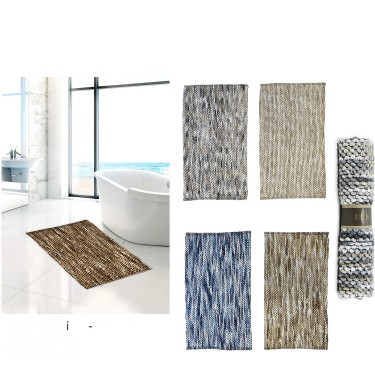 Πατάκι Μπάνιου Πολύχρωμο Μικροϊνες/Βαμβάκι 50x80cm Σε 4 Χρώματα