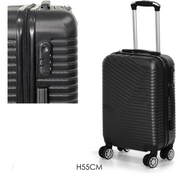 Βαλίτσα Καμπίνας Μαύρο Πολυπροπυλένιο 34.5x21x55cm