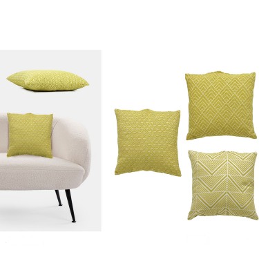 Μαξιλάρι Jacquard Κίτρινο Πολυεστέρας 45x45cm Σε 3 Σχέδια
