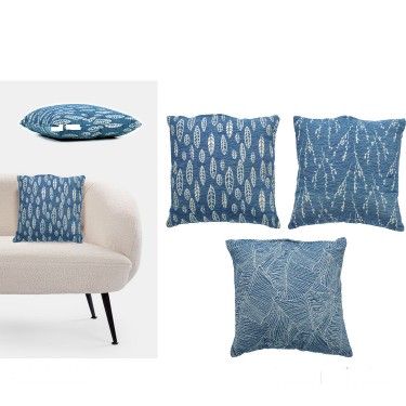 Μαξιλάρι Jacquard Μπλε/Λευκό 100%  πολυεστέρας 45x45cm Σε 3 Σχέδια