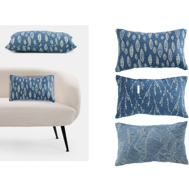 Μαξιλάρι Jacquard Μπλε/Λευκό 100%  Πολυεστέρας 30x50cm Σε 3 Σχέδια