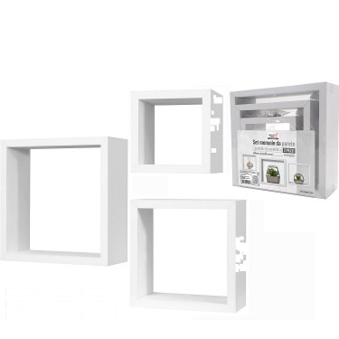 Σετ Ραφιών Κύβοι Λευκό Ξύλο 35x35x12cm/30x30x12cm/25x25x12cm 3Τμχ