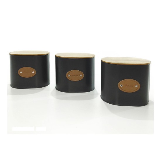 Δοχεία μαύρο/γκρι μέταλλο/ξύλο 15x11x13cm Σε 3 Σχέδια Δοχεία μαύρο/γκρι μέταλλο/ξύλο 15x11x13cm Σε 3 Σχέδια