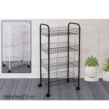 Τρόλεϊ Μαύρο/Λευκό Μέταλλο 36x27x86cm Σε 2 Χρώματα