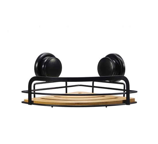 Ράφι Τριγωνικό Μαύρο/Bamboo Μέταλλο/TPR/ABS 26x21x12.5cm