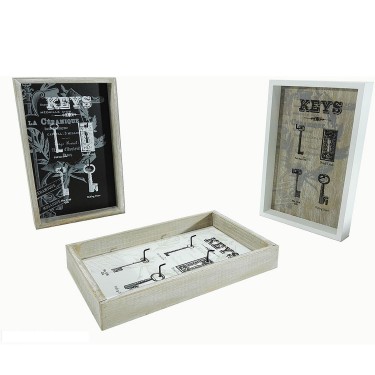 Κλειδοθήκη ξύλο/γκρι 16x25x3.5cm 4Θέσεις Σε 3 Σχέδια