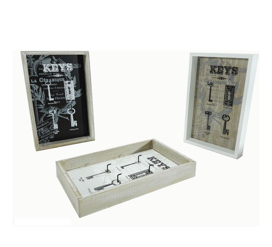 Κλειδοθήκη ξύλο/γκρι 16x25x3.5cm 4Θέσεις Σε 3 Σχέδια