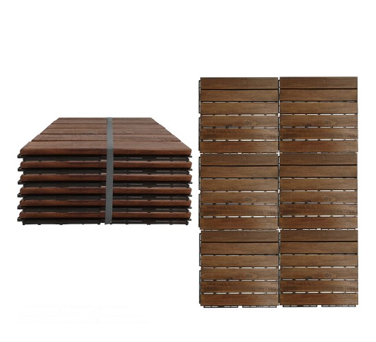 Σετ 6 Πλακίδια Καφέ Ακακία/Πλαστικό 30x30x1.9cm Σετ 6 Πλακίδια Καφέ Ακακία/Πλαστικό 30x30x1.9cm