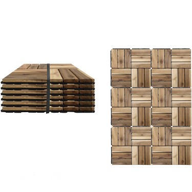 Πλακάκια Δαπέδου Καφέ Ξύλο/Πλαστικό 30x30x1.9cm 6Τμχ