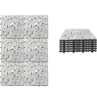 Σετ Πλακίδια Πέτρα Λευκό 30.5x30.5x2cm 6Τμχ