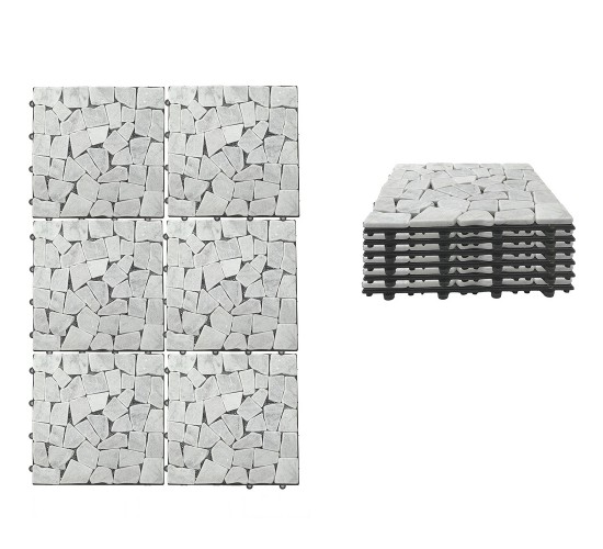 Σετ Πλακίδια Πέτρα Λευκό 30.5x30.5x2cm 6Τμχ Σετ Πλακίδια Πέτρα Λευκό 30.5x30.5x2cm 6Τμχ