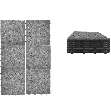 Πλακάκια Δαπέδου Μαύρο Πέτρα 30.5x30.5x2cm 6Τμχ