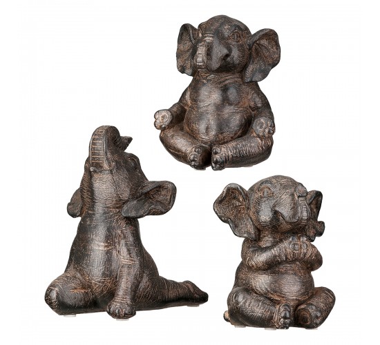  Figure Elephant Synthetic Resin Brown Ποικιλία 3 φορές 10X15X16Cm 10X15X16Cm