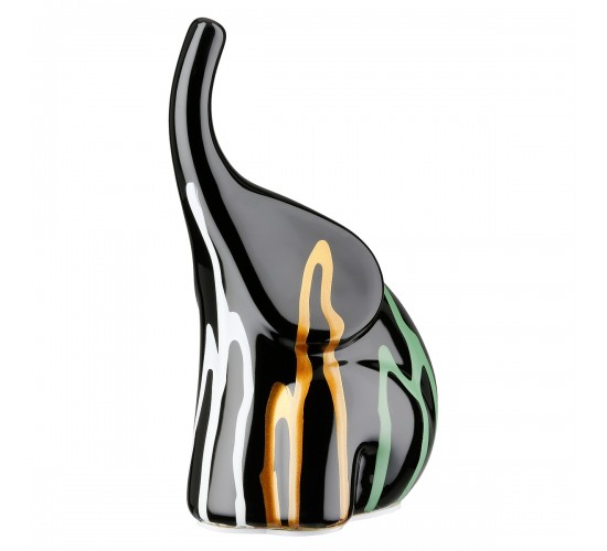  Figure Elephant Ceramic Black 12X8X19Cm 12X8X19Cm