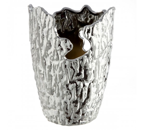  Βάζο Κωνικό Κεραμικό Ασημί Χρώμα D13X19Cm D13X19Cm