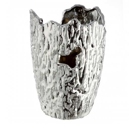  Βάζο Κωνικό Κεραμικό Ασημί Χρώμα D13X19Cm D13X19Cm