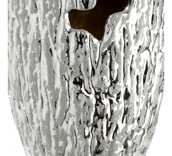  Βάζο Κωνικό Κεραμικό Ασημί Χρώμα D13X19Cm D13X19Cm