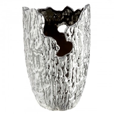  Βάζο Κωνικό Κεραμικό Ασημί Χρώμα D14X22Cm D14X22Cm