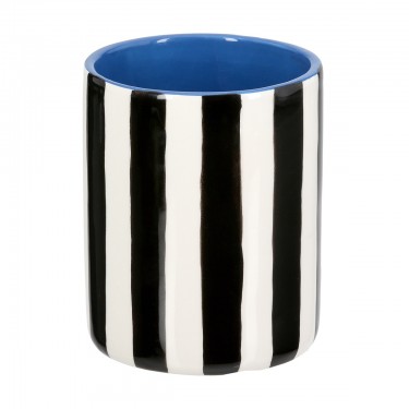  Βάζο Ριγέ Κεραμικό Μαύρο Λευκό D10X13Cm D10X13Cm