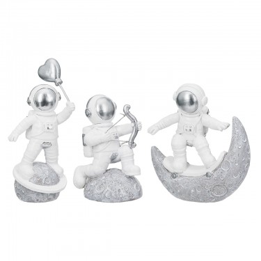  Figure Astronaut Poly White Silver Ποικιλία 3 φορές 11X5X12Cm 11X5X12Cm