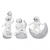  Figure Astronaut Poly White Silver Ποικιλία 3 φορές 11X5X12Cm 11X5X12Cm