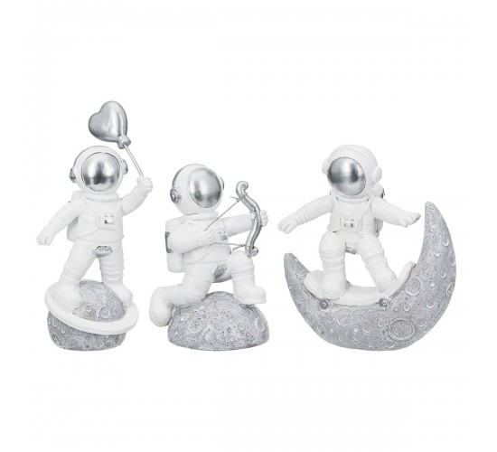 Figure Astronaut Poly White Silver Ποικιλία 3 φορές 11X5X12Cm 11X5X12Cm Figure Astronaut Poly White Silver Ποικιλία 3 φορές 11X5X12Cm 11X5X12Cm