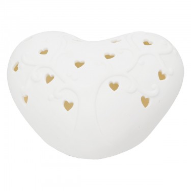  Διακοσμητικό Αντικείμενο (Led) Καρδιά Πορσελάνη Λευκό 16X14X8Cm 16X14X8Cm