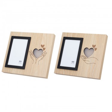  Κορνίζα (Led) Ορθογώνια Καρδιά Μοτίφ Mdf Καφέ 2 Ποικιλία 25X3X22Cm 25X3X22Cm