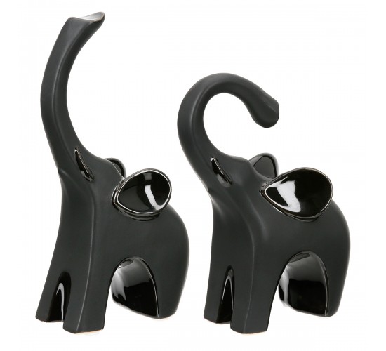 Sculpture Elephant Ceramic Black 2 Assorted 9X6X17Cm 9X6X17Cm Sculpture Elephant Ceramic Black 2 Assorted 9X6X17Cm 9X6X17Cm