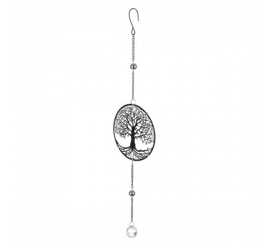  Κρεμάστρα Round Tree Of Life Motif Metal Black 15X3X58Cm 15X3X58Cm