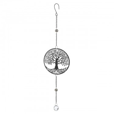  Κρεμάστρα Round Tree Of Life Motif Metal Black 15X3X58Cm 15X3X58Cm