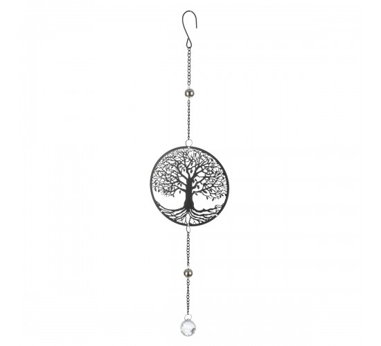  Κρεμάστρα Round Tree Of Life Motif Metal Black 15X3X58Cm 15X3X58Cm