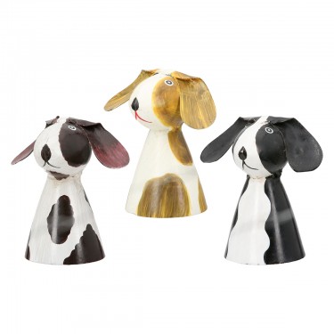  Φιγούρα φράχτη Dog Metal White Assorted 3 Times 7X6X7Cm 7X6X7Cm