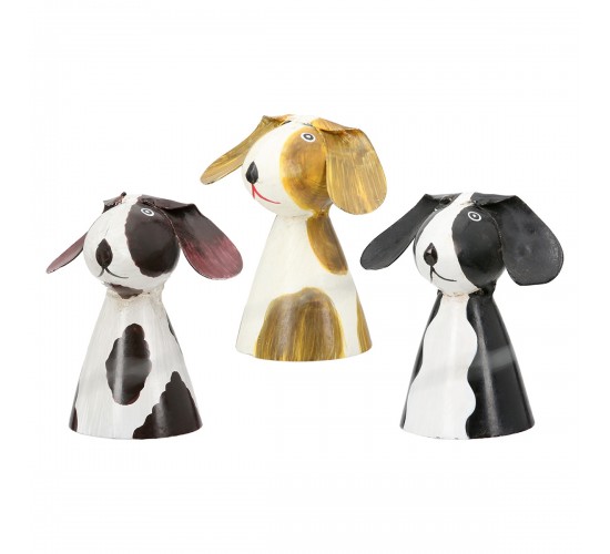  Φιγούρα φράχτη Dog Metal White Assorted 3 Times 7X6X7Cm 7X6X7Cm