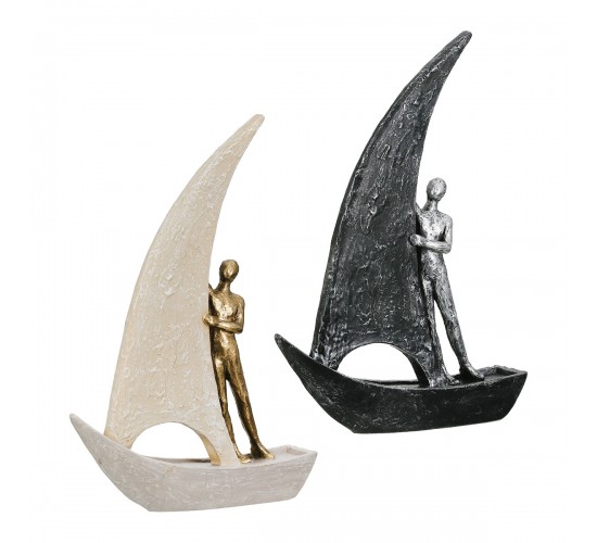 Figure Boat Man Motif Συνθετική Ρητίνη Χρυσό Χρώμα Ασημί Χρώμα 2 Ποικιλία 20X6X29Cm 20X6X29Cm Figure Boat Man Motif Συνθετική Ρητίνη Χρυσό Χρώμα Ασημί Χρώμα 2 Ποικιλία 20X6X29Cm 20X6X29Cm