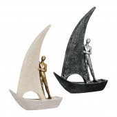  Figure Boat Man Motif Συνθετική Ρητίνη Χρυσό Χρώμα Ασημί Χρώμα 2 Ποικιλία 20X6X29Cm 20X6X29Cm