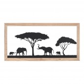  Ανάγλυφο τοίχου Ορθογώνιο Μοτίβο Ελέφαντα Μεταλλικό Μαύρο 30X1X60Cm 30X1X60Cm