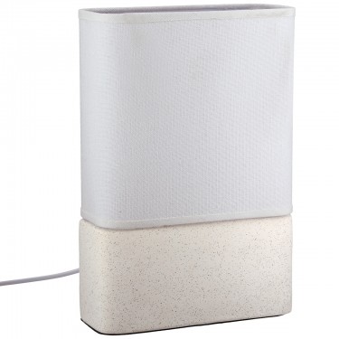Φωτιστικό Επιτραπέζιο Ορθογώνιο Κεραμικό/Ύφασμα Μπεζ/Λευκό 20x8x30cm