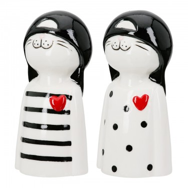  Figure Cat Porcelain White 2 Assorted 6X5X12Cm 6X5X12Cm